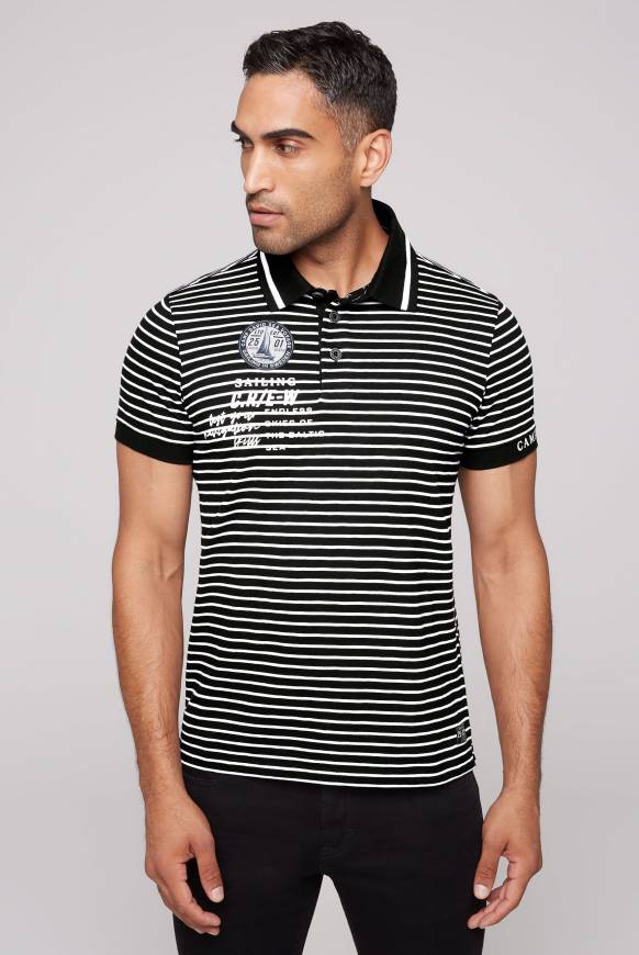 Soccx Streifen-Polo mit Logo Details black Versandkostenfrei