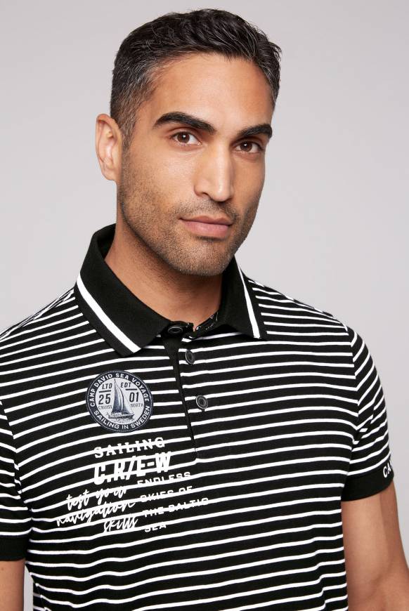 Soccx Streifen-Polo mit Logo Details black Versandkostenfrei