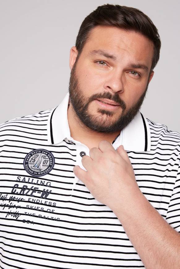 Soccx Streifen-Polo mit Logo Details opticwhite Großer Ausverkauf