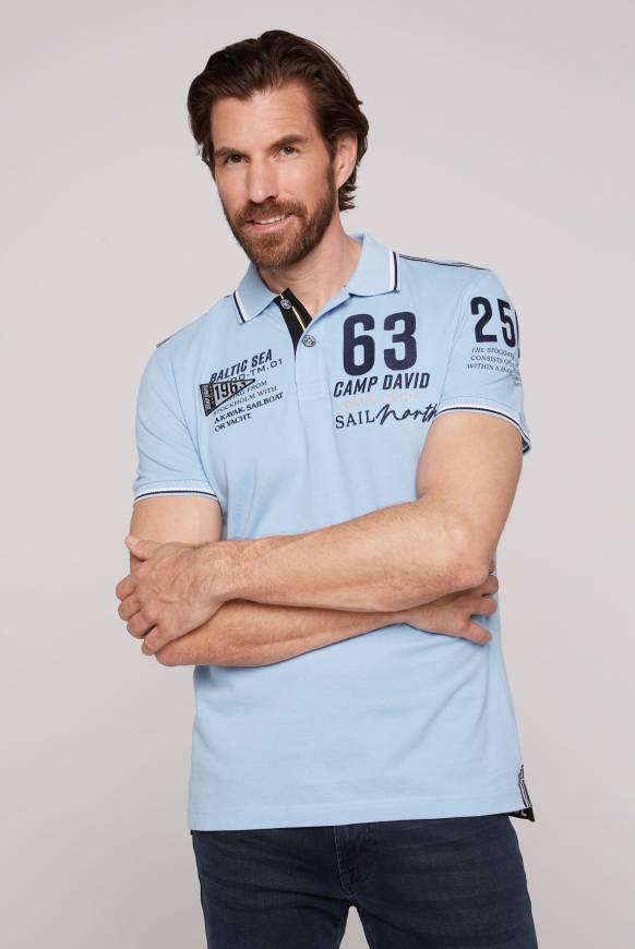 Soccx Kurzarmpolo Pikee mit Logo Artworks summer blue Begrenztes Angebot