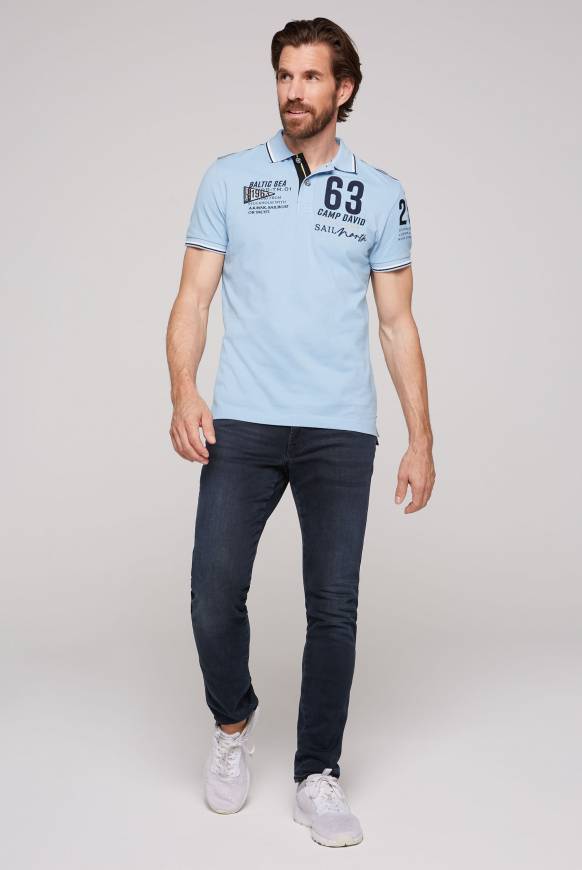 Soccx Kurzarmpolo Pikee mit Logo Artworks summer blue Begrenztes Angebot
