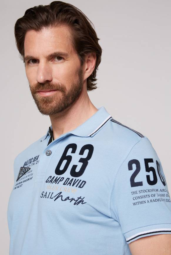 Soccx Kurzarmpolo Pikee mit Logo Artworks summer blue Begrenztes Angebot