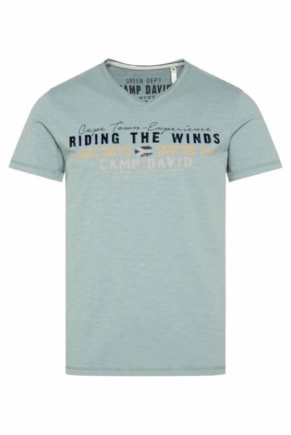 Soccx V-Shirt mit Flockprint teal Vatertagsangebot