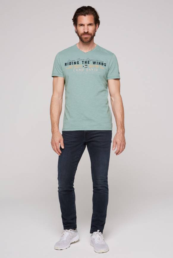 Soccx V-Shirt mit Flockprint teal Vatertagsangebot