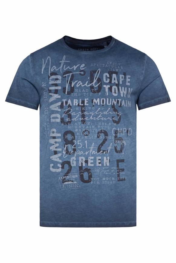 Soccx Rundhalsshirt Oil Dyed mit Label Print blue navy Jubiläumsangebot