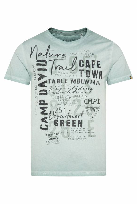 Soccx Rundhalsshirt Oil Dyed mit Label Print teal Lagerräumung