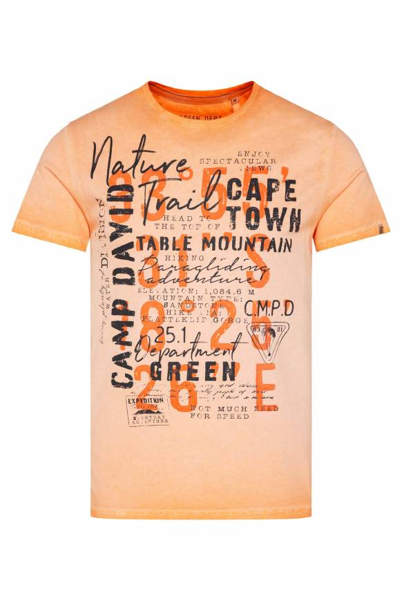 Soccx Rundhalsshirt Oil Dyed mit Label Print sunrise orange Heißer Verkauf