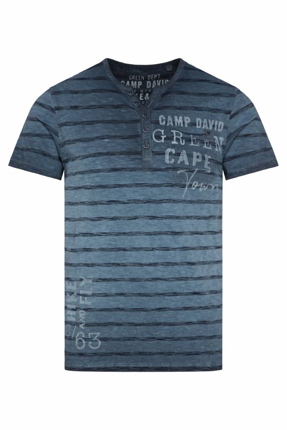 Soccx Gestreiftes Henley-Shirt mit Brusttasche blue navy Top Angebot