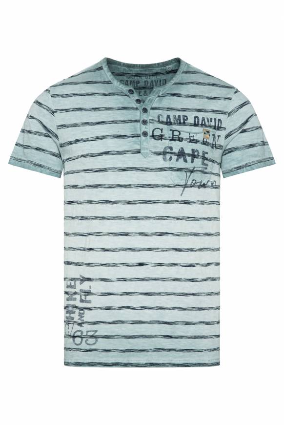 Soccx Gestreiftes Henley-Shirt mit Brusttasche teal Neueste Mode