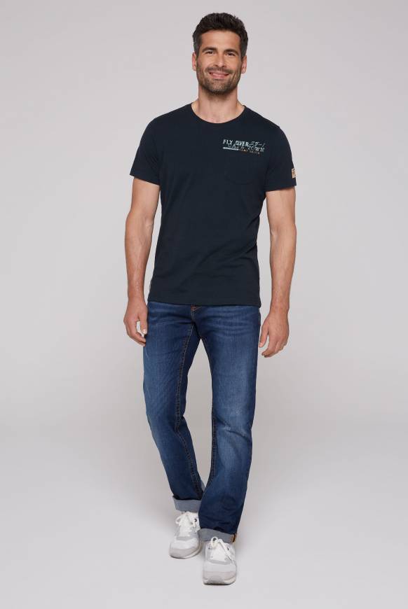 Soccx T-Shirt mit Brusttasche und Rücken-Artwork blue navy Zeitlich begrenztes Angebot