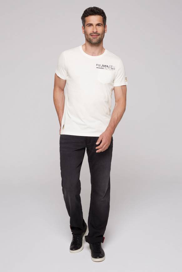 Soccx T-Shirt mit Brusttasche und Rücken-Artwork ivory Exklusive Angebote