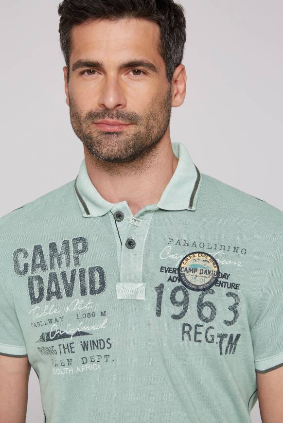 Soccx Pikee-Polo mit Logo-Applikationen teal Saisonale Angebote