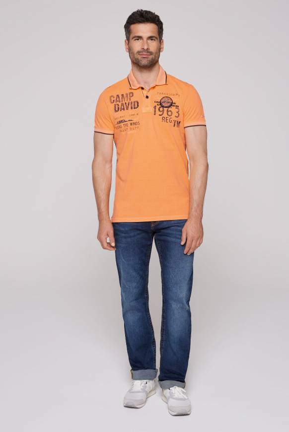 Soccx Pikee-Polo mit Logo-Applikationen sunrise orange Räumungsverkauf