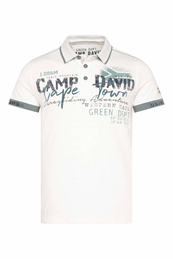 Soccx Kurzarmpolo mit Flockprint und Tapes ivory Tägliche Deals