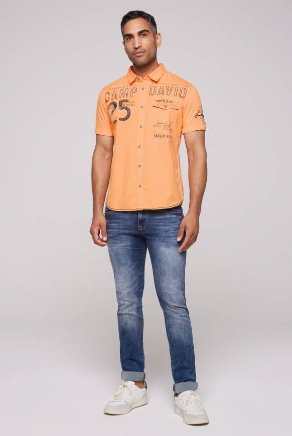 Soccx Kurzarmhemd mit Logo-Applikationen sunrise orange VIP-Rabatte