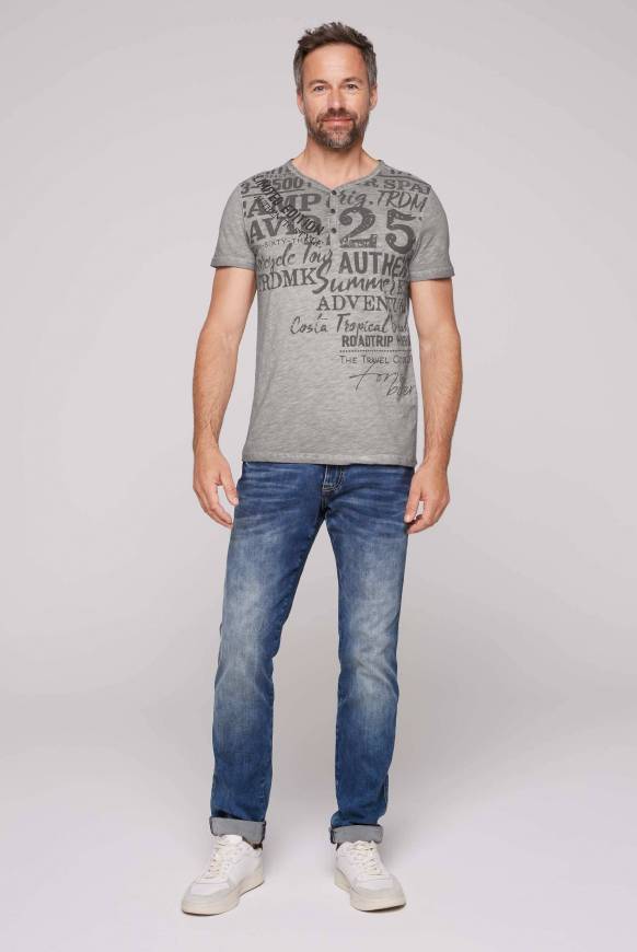 Soccx Henley-Shirt mit Artwork im Used Look shadow M Wochenangebot