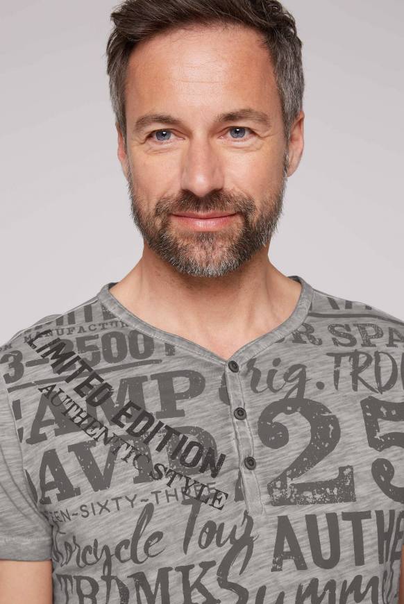 Soccx Henley-Shirt mit Artwork im Used Look shadow M Wochenangebot