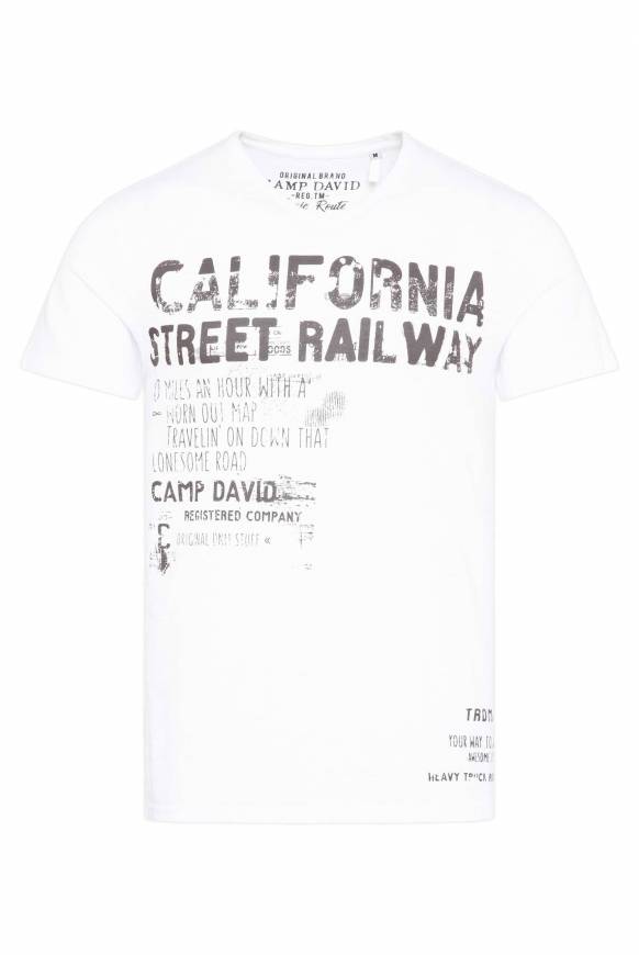 Soccx T-Shirt mit V-Neck und Vintage Print opticwhite Bis zu 50% Rabatt
