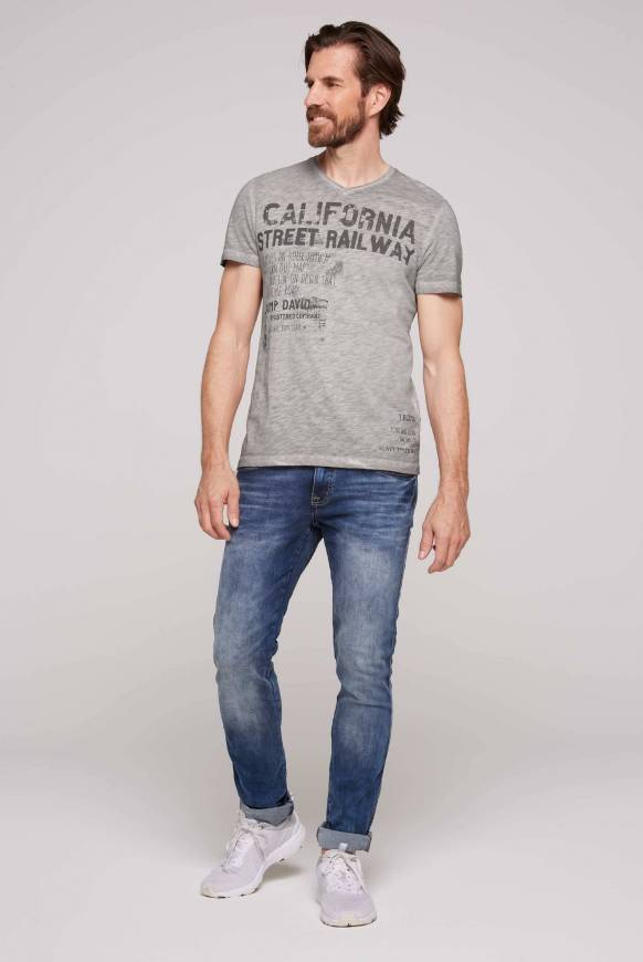 Soccx T-Shirt mit V-Neck im Vintage Style shadow M Bis zu 60% Rabatt