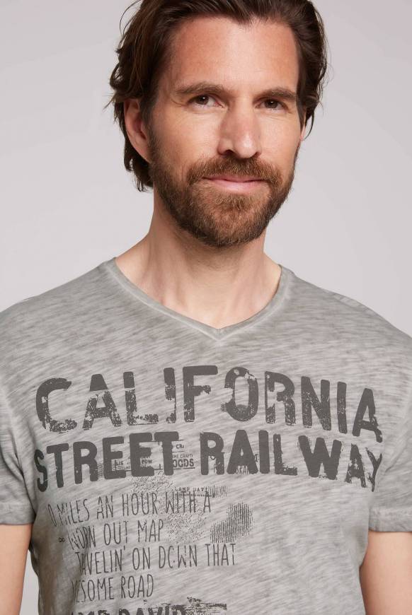 Soccx T-Shirt mit V-Neck im Vintage Style shadow M Bis zu 60% Rabatt