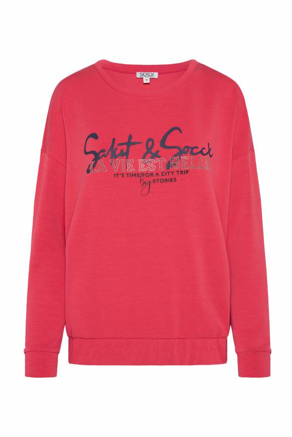 Soccx Sweatshirt mit Gummizugsaum pinky red Nur noch ein Tag übrig