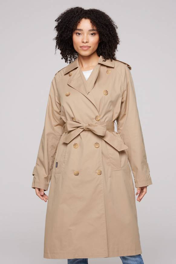 Soccx Trenchcoat mit Bindegürtel dark stone beige Riesige Rabatte