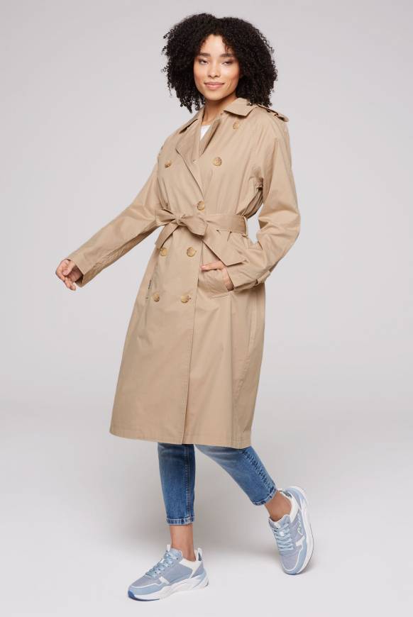 Soccx Trenchcoat mit Bindegürtel dark stone beige Riesige Rabatte