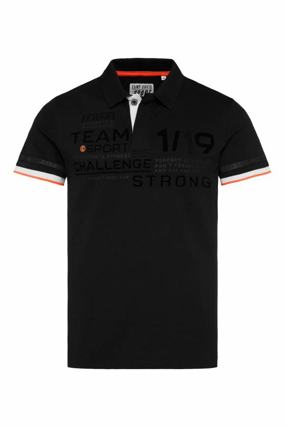 Soccx Pikee-Polo mit Flockprint black 50% Rabatt mit kostenlosem Versand