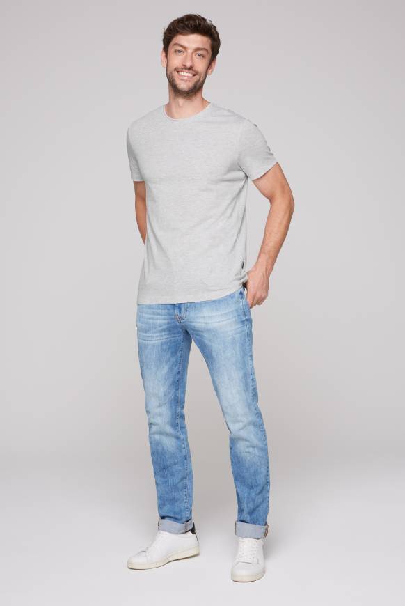 Soccx Basic T-Shirt Rundhals 2er-Pack grey melange Rabatte dieses Monats