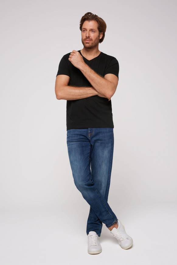 Soccx Basic T-Shirt V-Neck 2er-Pack black Online