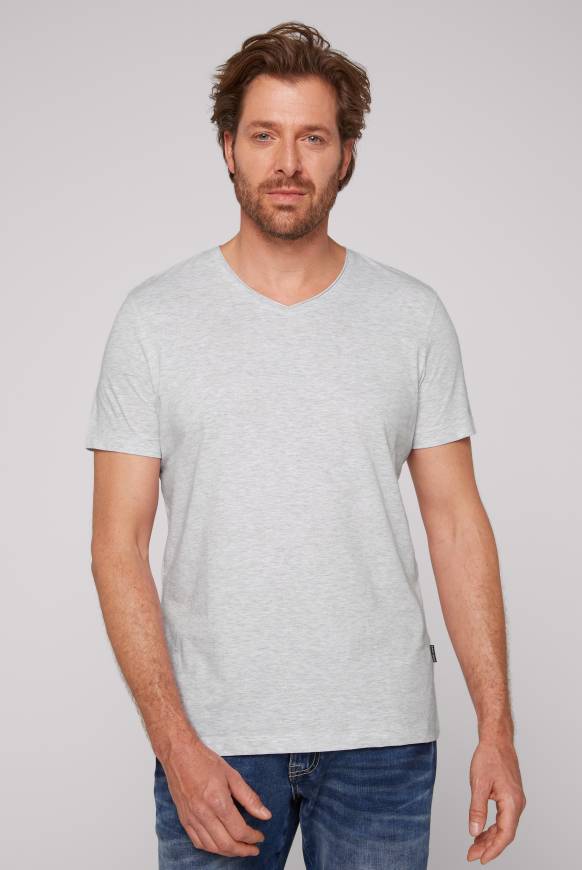 Soccx Basic T-Shirt V-Neck 2er-Pack grey melange