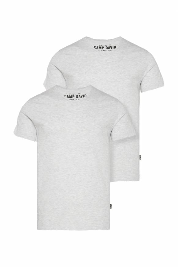 Soccx Basic T-Shirt V-Neck 2er-Pack grey melange Outlet
