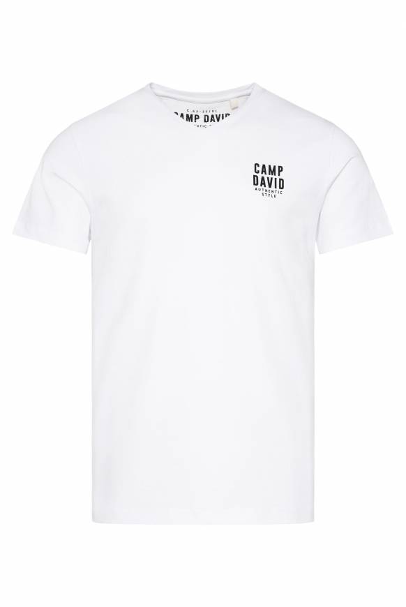 Soccx Basic T-Shirt V-Neck mit Logo Print opticwhite Hotsell