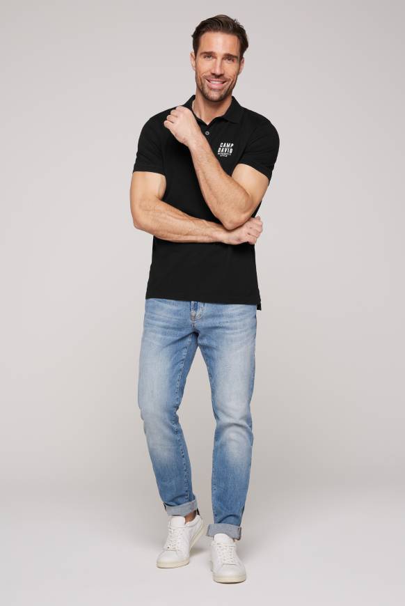 Soccx Basic Pikee-Polo mit Logo-Stickerei black im Angebot