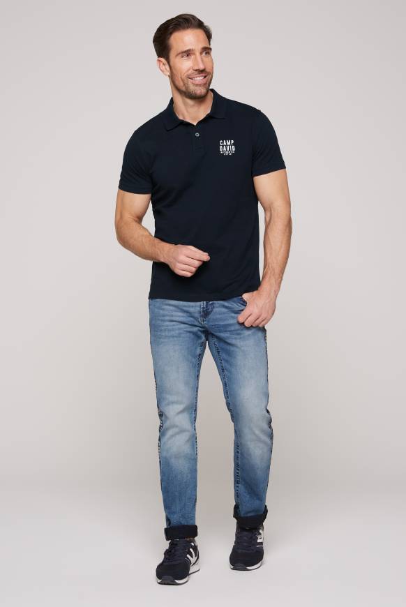 Soccx Basic Pikee-Polo mit Logo-Stickerei blue navy Schlussverkauf
