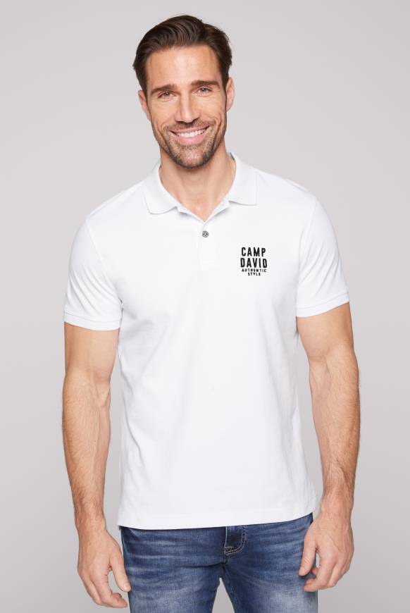 Soccx Basic Pikee-Polo mit Logo-Stickerei opticwhite Günstiger Verkauf