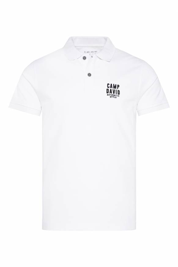 Soccx Basic Pikee-Polo mit Logo-Stickerei opticwhite Günstiger Verkauf