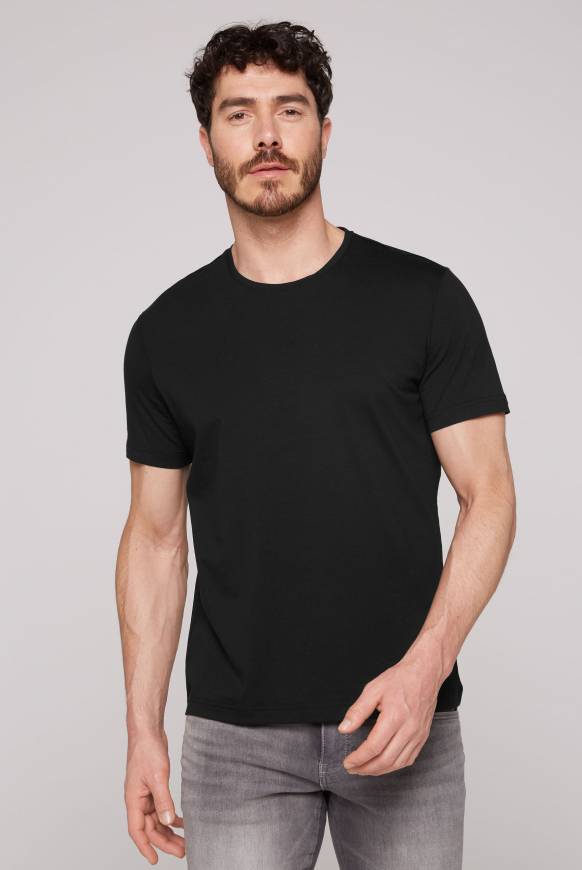 Soccx Basic T-Shirt mit Rundhalsausschnitt, Doppelpack black / black Fabrikverkauf