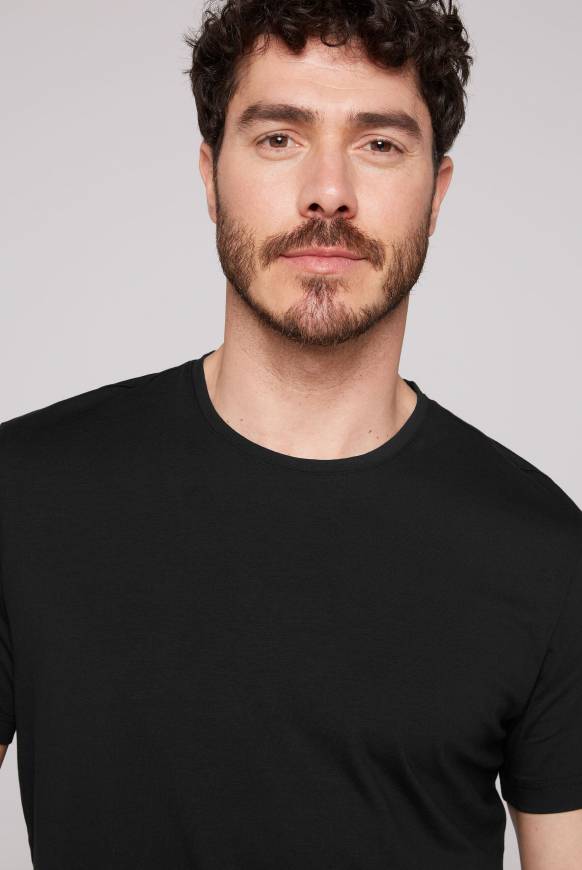 Soccx Basic T-Shirt mit Rundhalsausschnitt, Doppelpack black / black Fabrikverkauf
