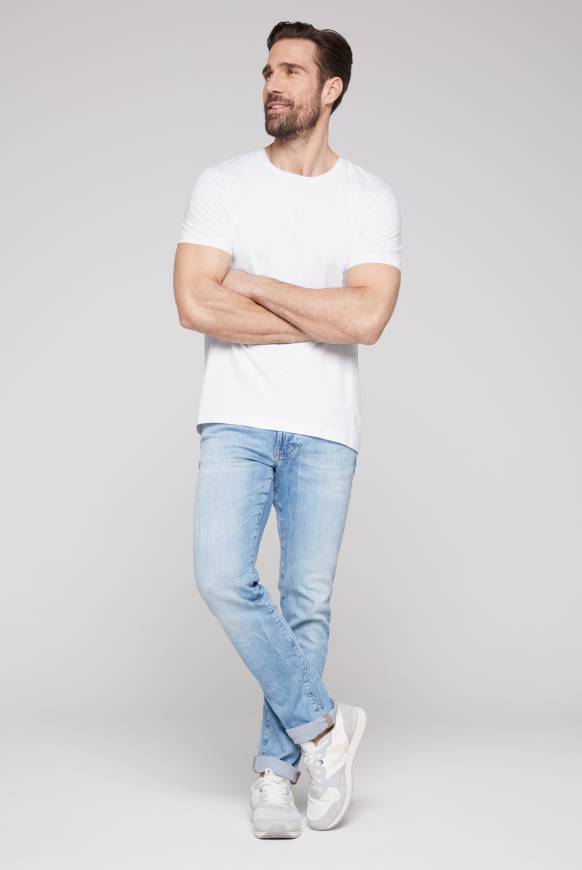 Soccx Basic T-Shirt mit Rundhalsausschnitt, Doppelpack optic white / optic white Blitzverkäufe
