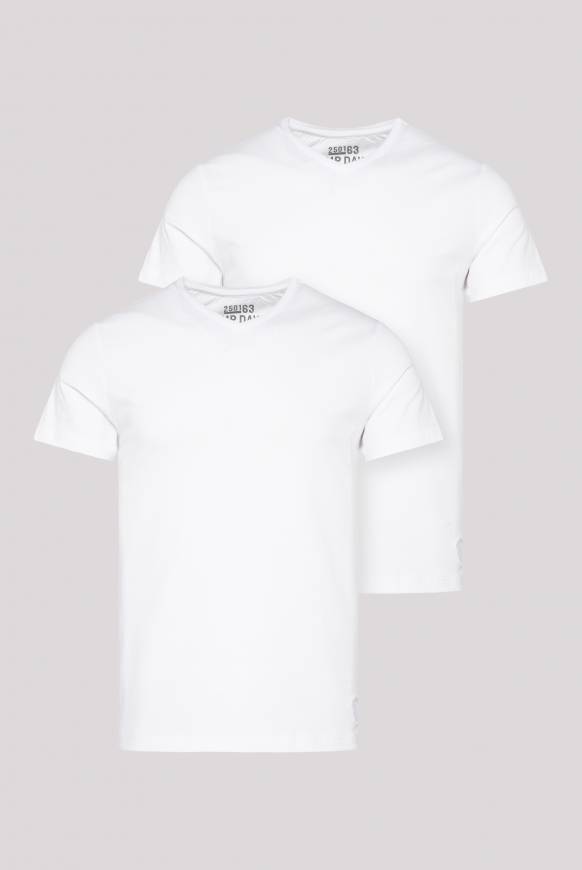Soccx Basic T-Shirt mit V-Neck, Doppelpack optic white / optic white Limitierter Zeitrabatt