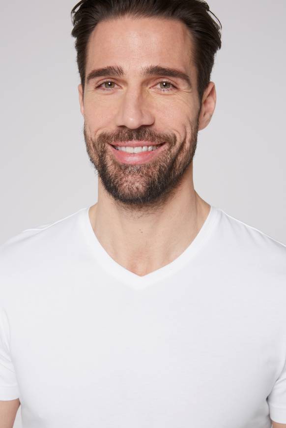Soccx Basic T-Shirt mit V-Neck, Doppelpack optic white / optic white Limitierter Zeitrabatt