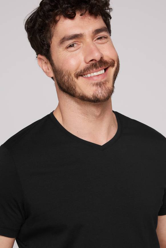 Soccx Basic T-Shirt mit V-Neck, Doppelpack black / black Fabrik Onlineshop