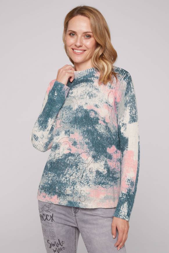 Soccx Rippstrickpullover mit All Over Print cold grey Versandkostenfrei