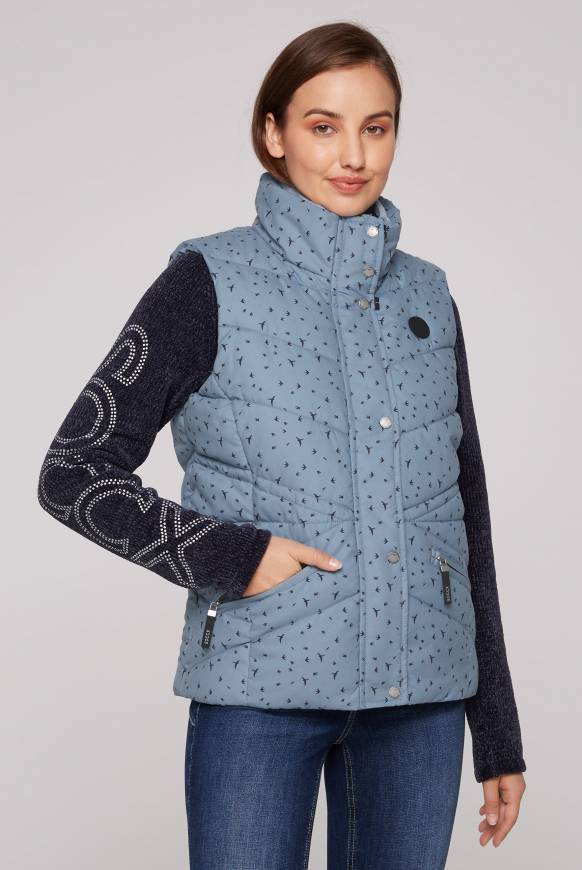 Soccx Steppweste mit filigranem All Over Print cool grey Begrenztes Angebot