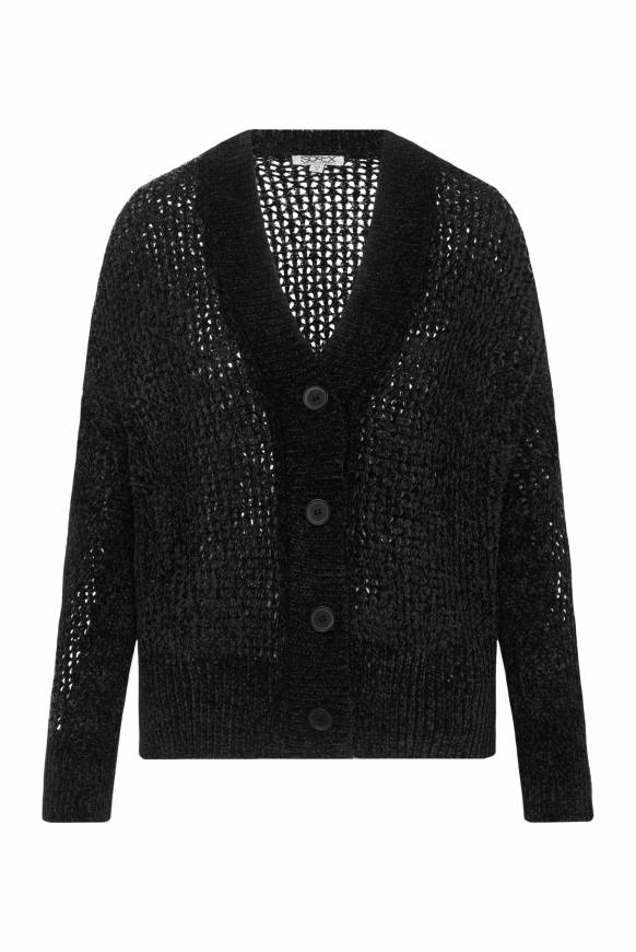 Soccx Chenille-Cardigan mit Strickmuster black Online Shopping