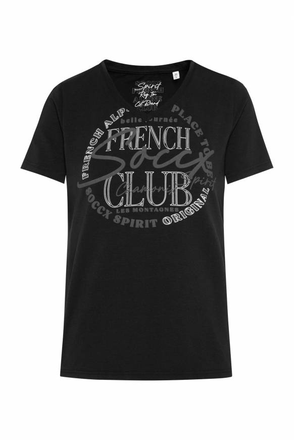 Soccx T-Shirt mit V-Ausschnitt und Print black Weihnachtsangebot