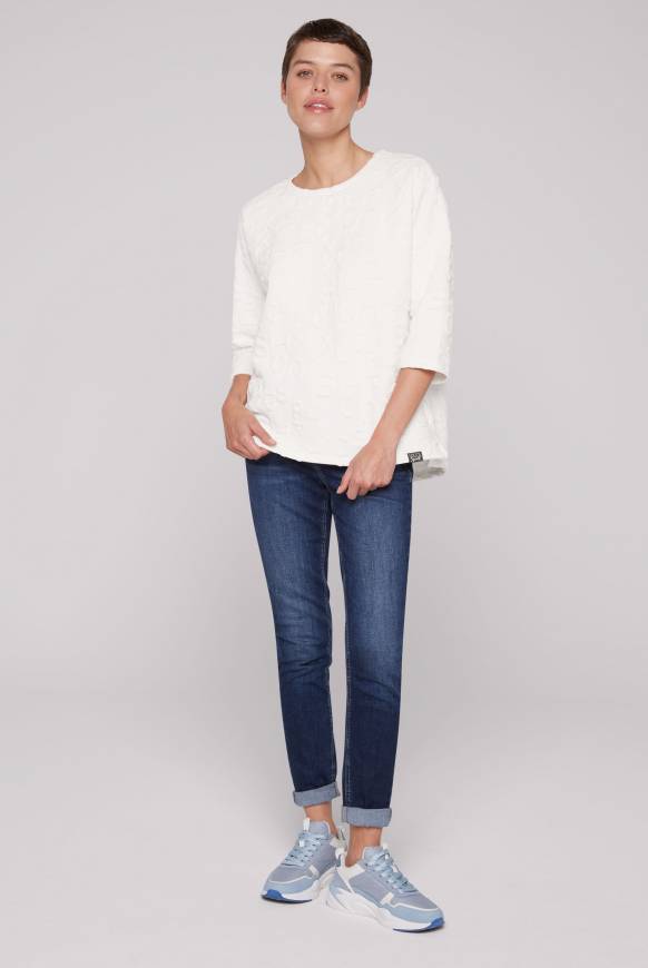 Soccx Sweatshirt mit Intarsia-Artwork ivory Jubiläumsangebot