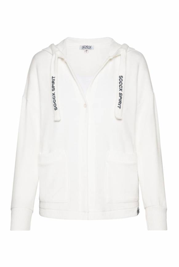 Soccx Offener Kurz-Cardigan mit Kapuze ivory Online Outlet