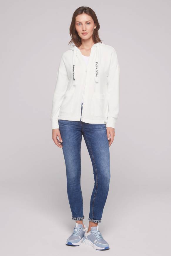 Soccx Offener Kurz-Cardigan mit Kapuze ivory Online Outlet